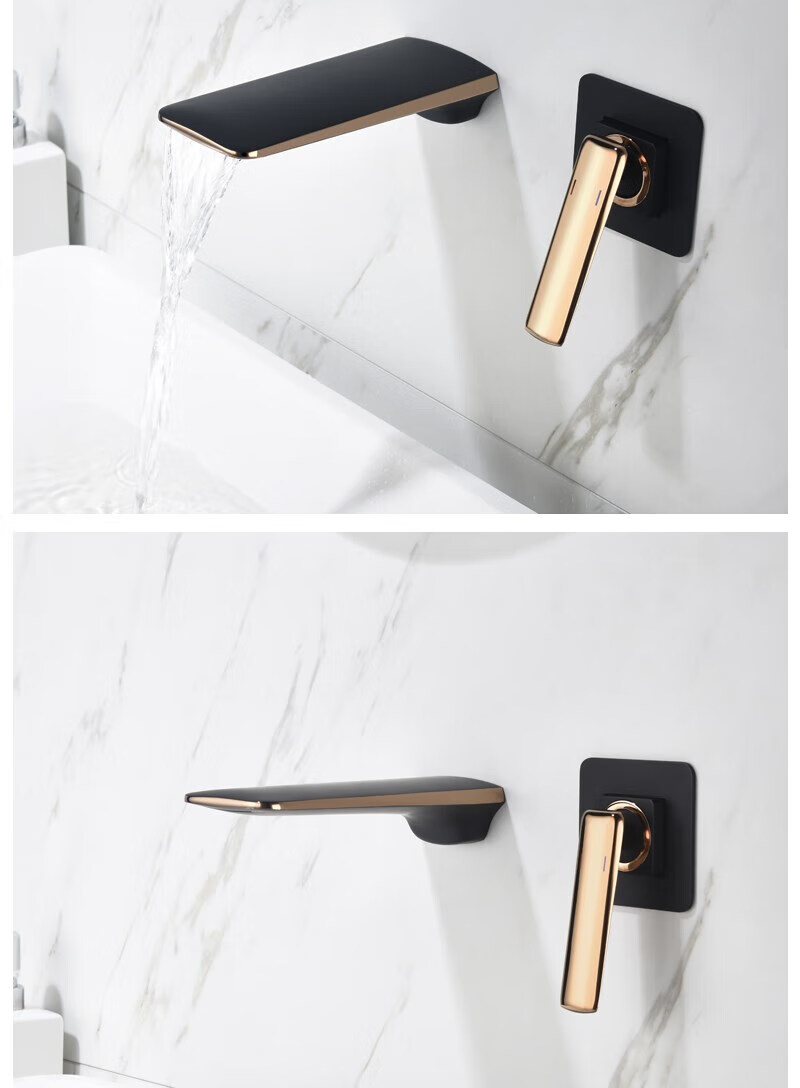 科勒(kohler)暗装入墙式瀑布出水龙头冷热墙出水全铜埋墙式洗脸盆面盆