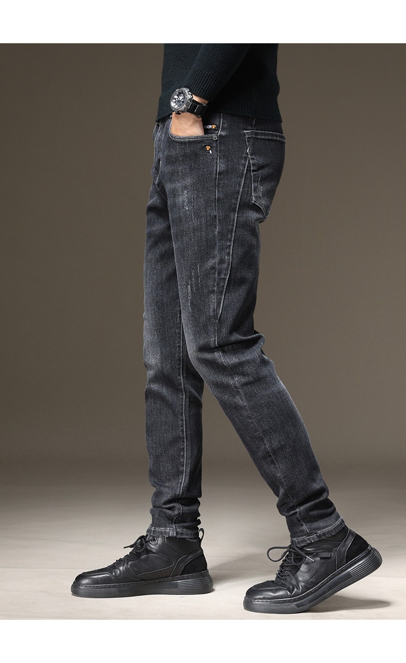 罗蒙男士时尚休闲裤新款中青年弹力百搭牛仔裤蓝色28