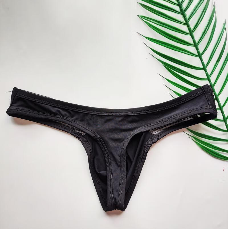 兰诗缇娜男性感雷丝内裤男士内裤一字带性感拼接蕾丝网眼冰丝裤新款