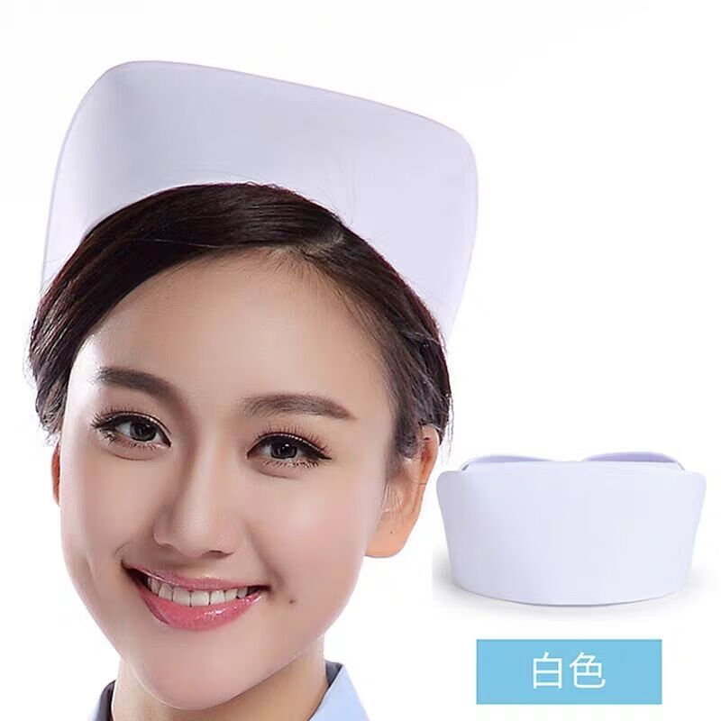 xpmr新品蓝色圆圈护士帽白色护士帽燕尾帽帽粉色墨绿色圆帽粉色实习帽