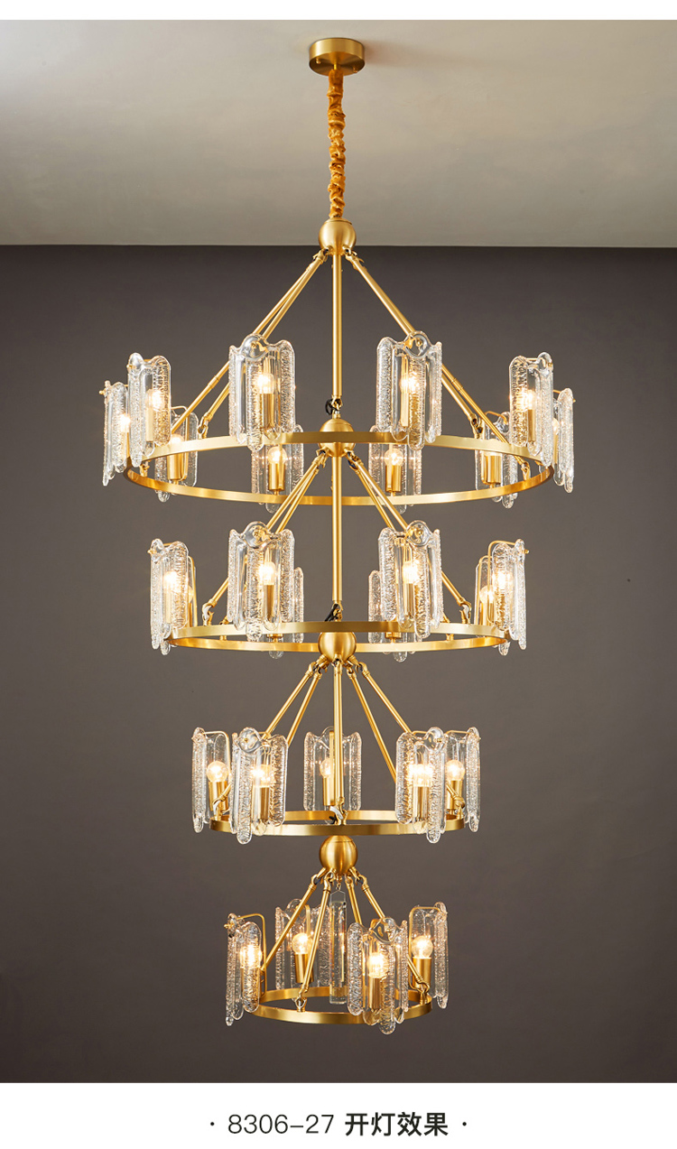 逸萱 全铜复式楼大吊灯别墅客厅楼中楼挑空挑高欧式轻奢现代简约楼梯