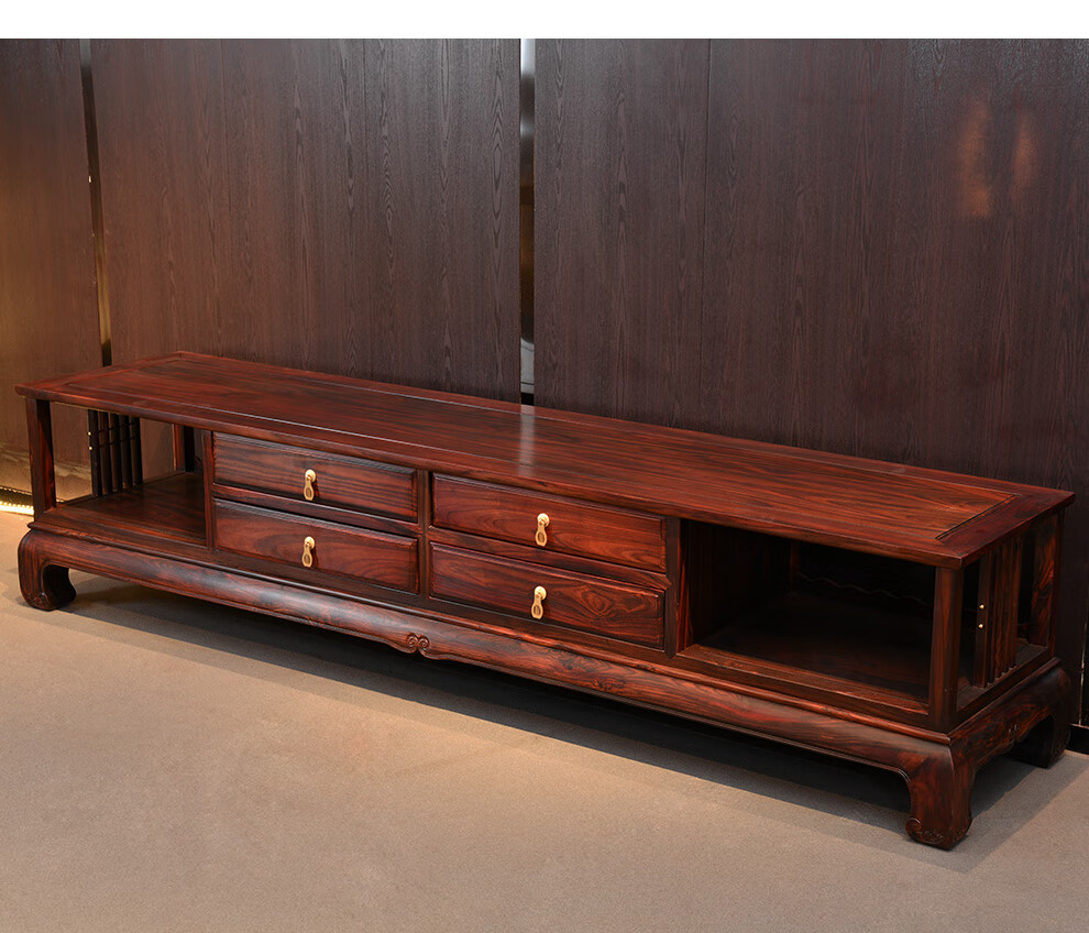 质木匠红木家具印尼黑酸枝学名阔叶黄檀新中式实木电视柜简约素面明式