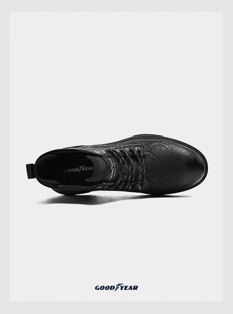 固特异(goodyear)马丁靴男英伦风潮流青年高帮皮靴户外休闲百搭真皮