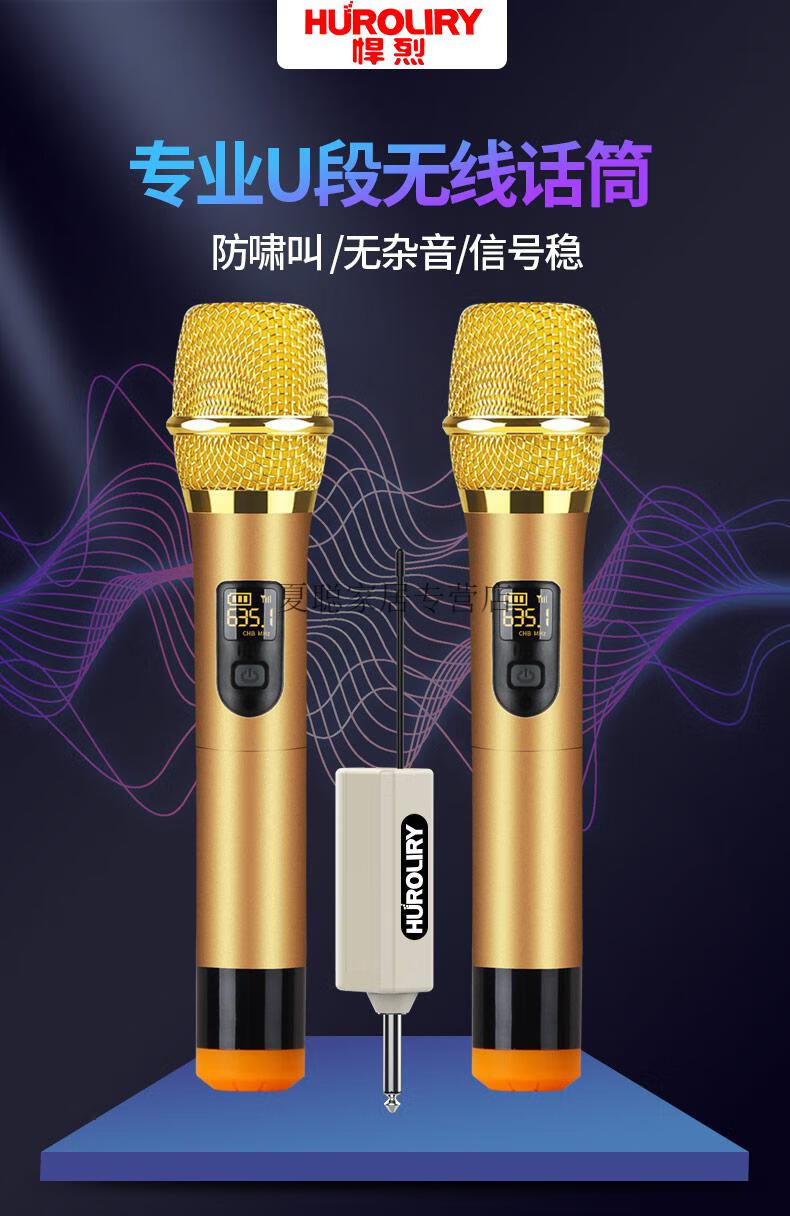 糖蚁万能话筒无线通用一拖二u段可调频无线话筒家用唱歌k歌户外音响远