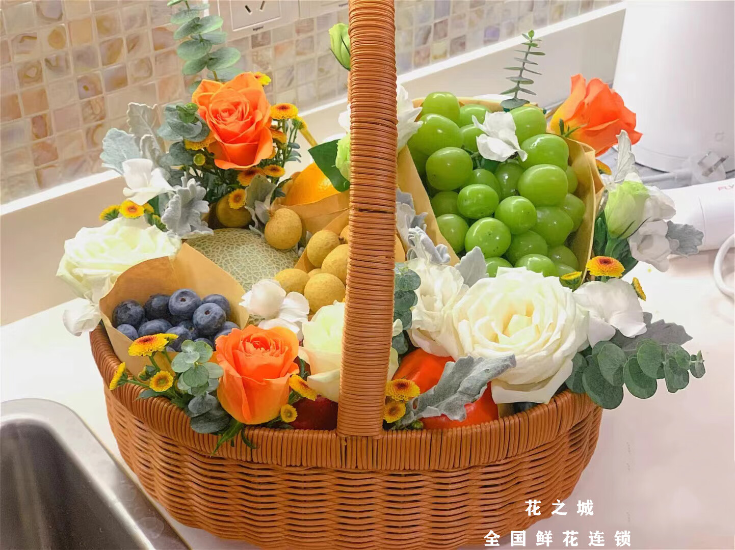 【情人节礼物】鲜花水果篮同城速递开业乔迁探望生日商务加礼上海深圳