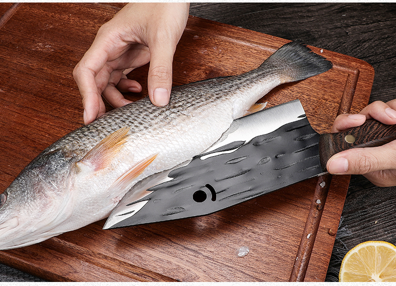 多功能锻打杀鱼刀菜刀专用刀卖鱼宰鱼刀切肉片刀剔骨割肉刀具 【杀鱼