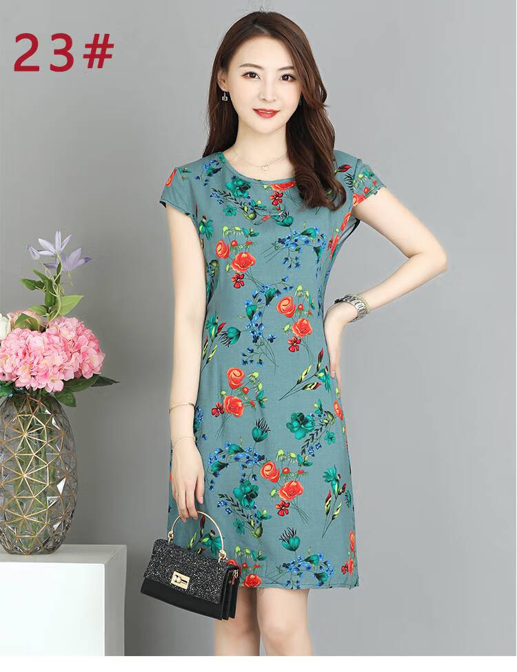 平价品质女装中老年女装全棉绸连衣裙中长款2020新款大码人造棉妈妈