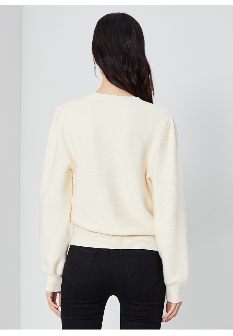 prich衣恋官方集团依恋针织衫女冬新款时尚舒适v领毛衣开衫64乳白色