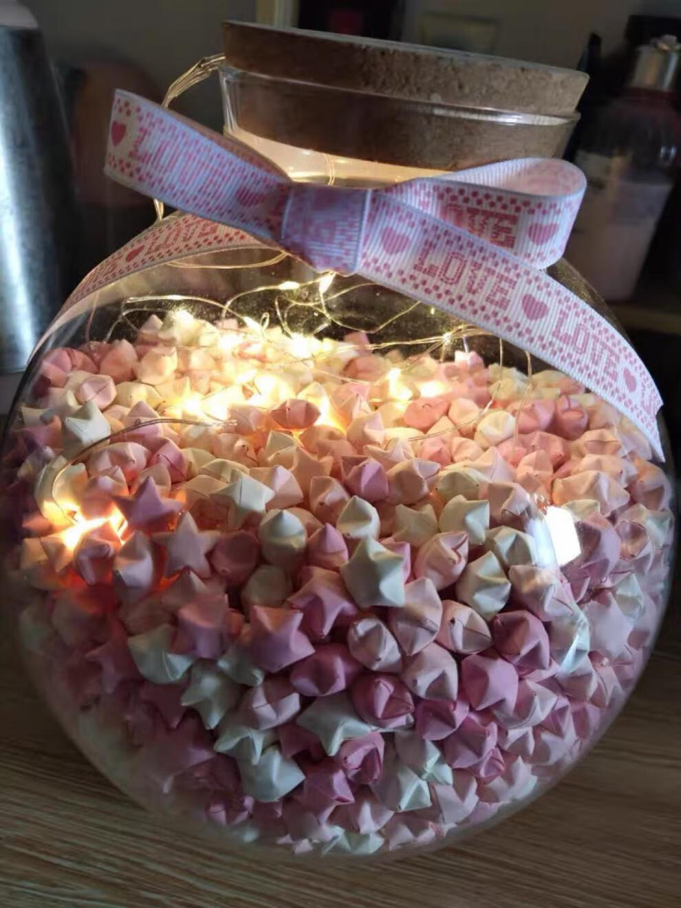 纯色蓝色星星折纸条 夜光手工叠小星星许愿瓶 彩色闪钻五角星成品