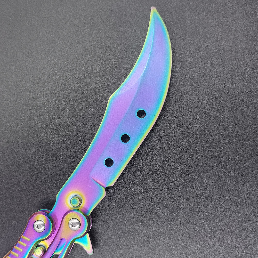 tyui推荐蝴蝶甩手刀不手csgo学生帅气未练习折叠高颜值银色无孔赠小