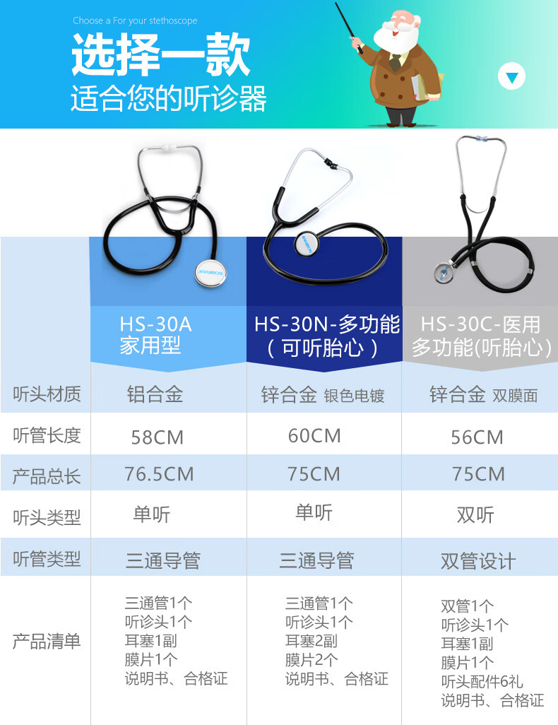 西恩 听诊器hs-30c成人单头双头听诊器 西恩hs-30c单头【图片 价格