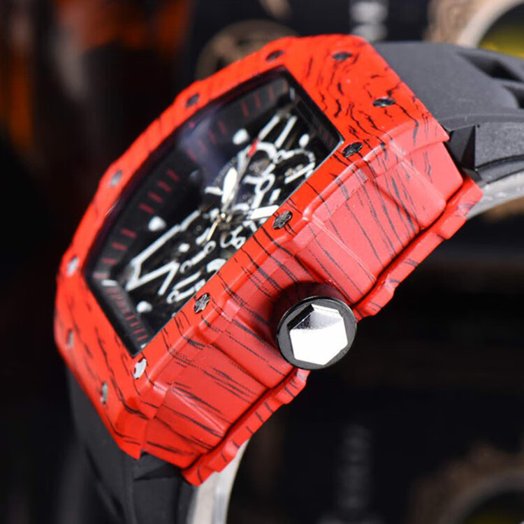 理查德米勒联名款手表二战红魔机械骷髅头男表时尚潮表酒桶型硅胶带