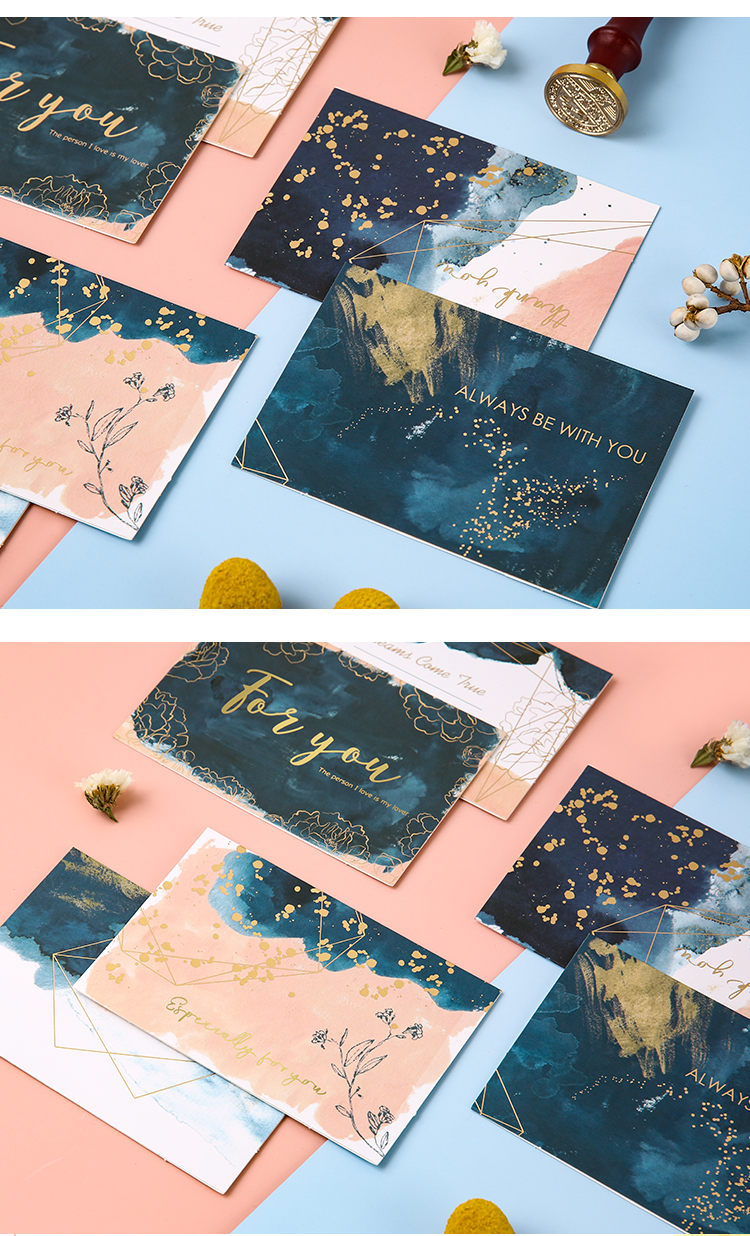 官方旗舰生日卡片私人订制创意ins风烫金轻奢带信封迷你贺卡日系简约