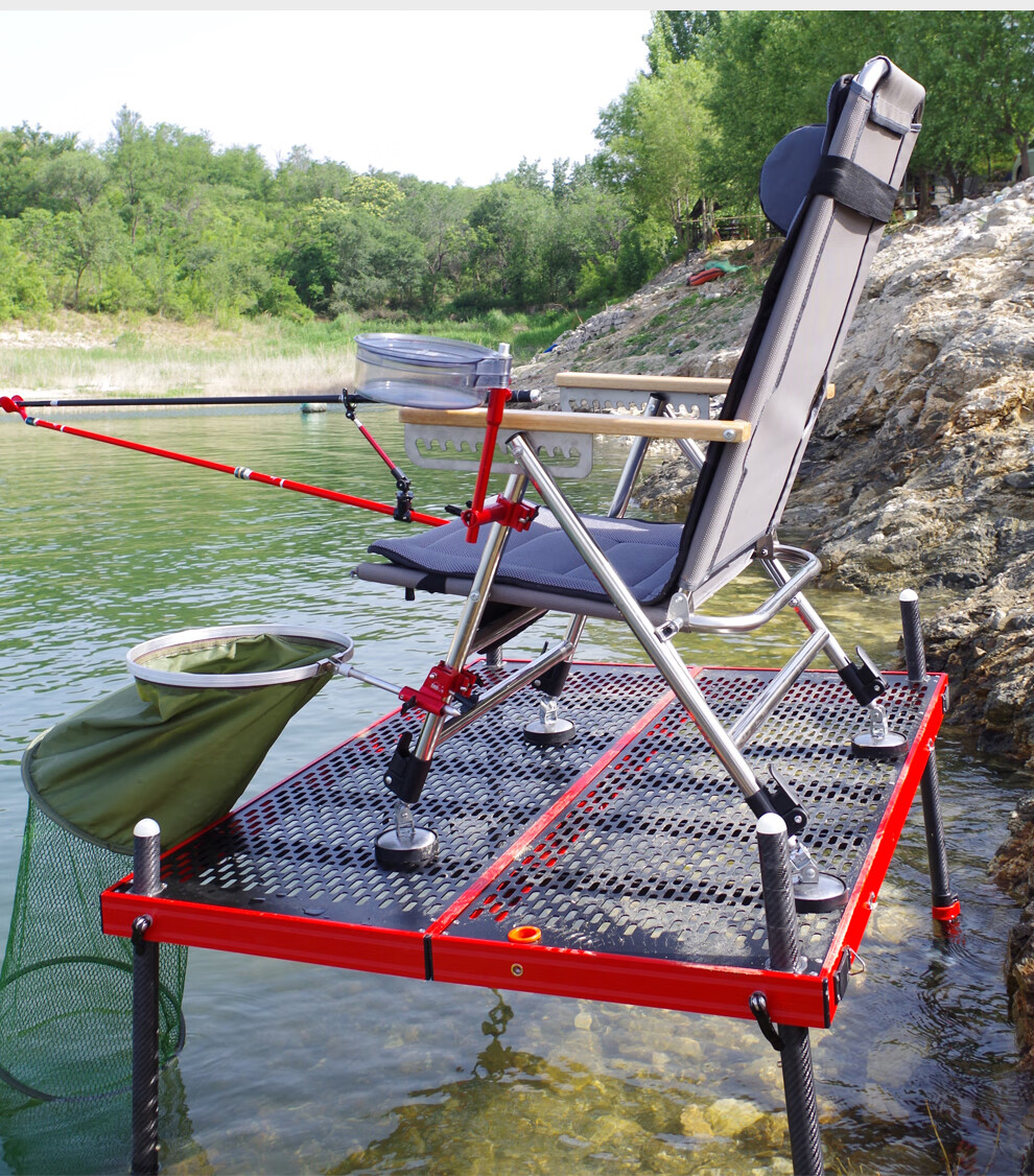 镂空碳素大钓台便携折叠深水钓鱼平台加宽加厚轻便多功能钓台8008001