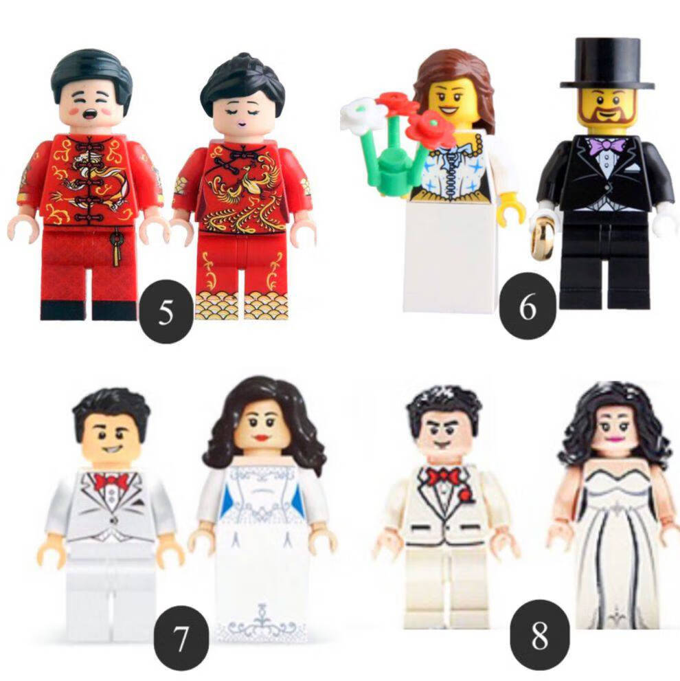 抖音网红同款 情侣相框积木订制婚礼兼容乐高新郎新娘结婚纪念男朋友