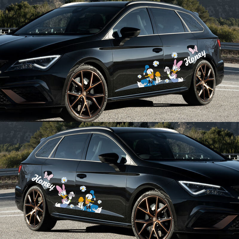 唐老鸭汽车贴纸黛丝可爱卡通车身车门车贴划痕遮挡装饰贴黛丝小皱菊