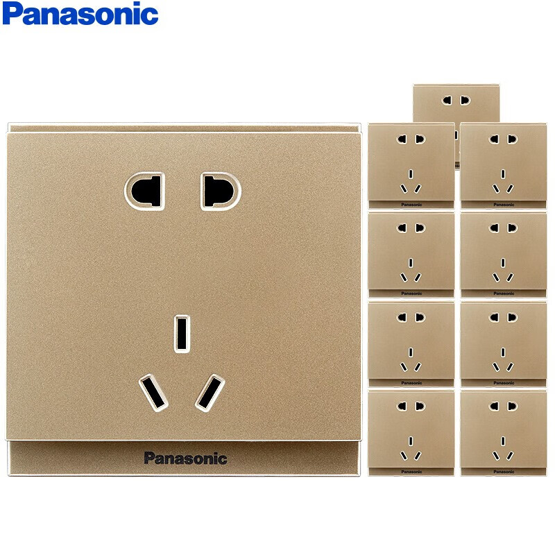 松下( panasonic)开关 正五孔二三插电源插座面板 10a5孔墙壁插座 悦