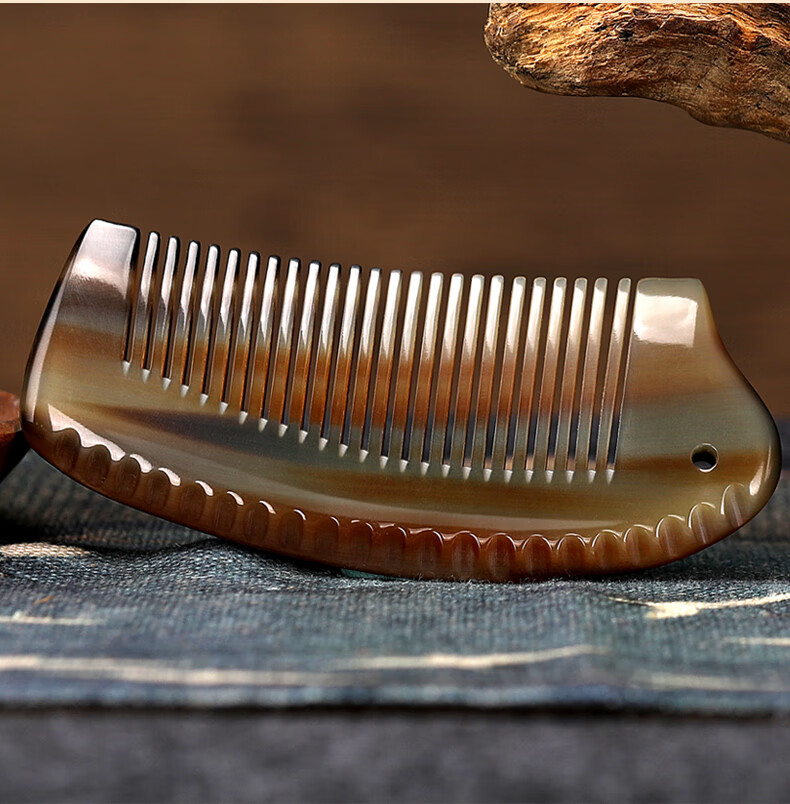 白水牛角梳子天然牦牛角梳子纯家用直脱发男女白水牛角梳小梳子刻字