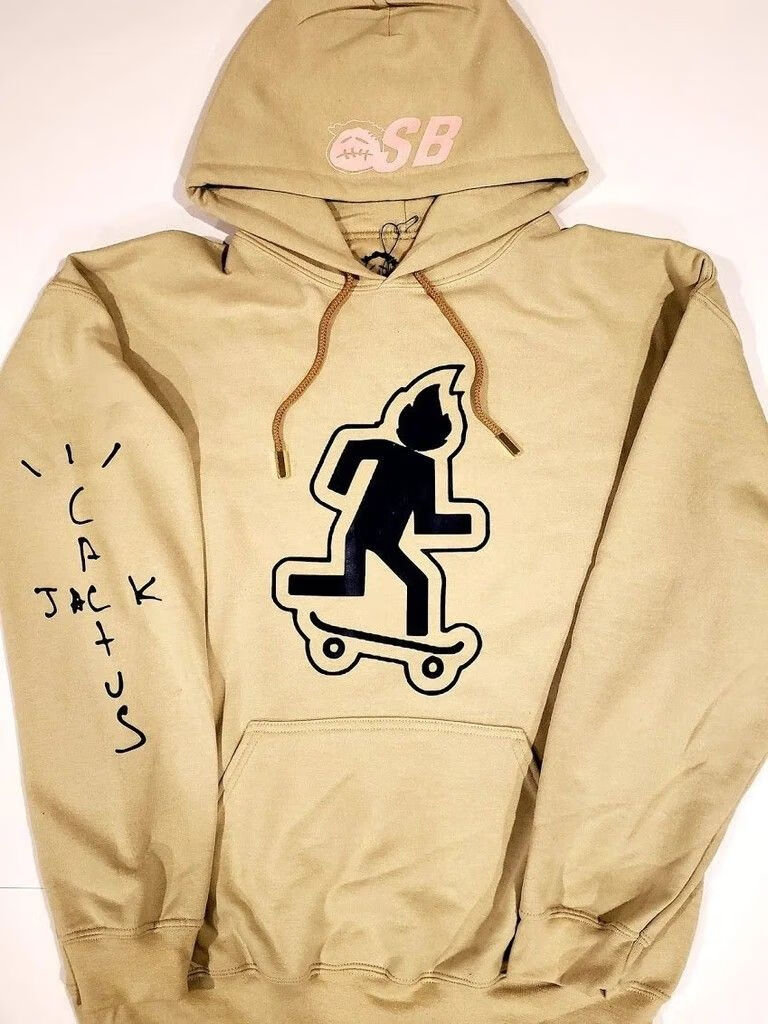 bluewordtravis scott 欧美hiphop卫衣情侣脏杏色小众字母涂鸦连帽上