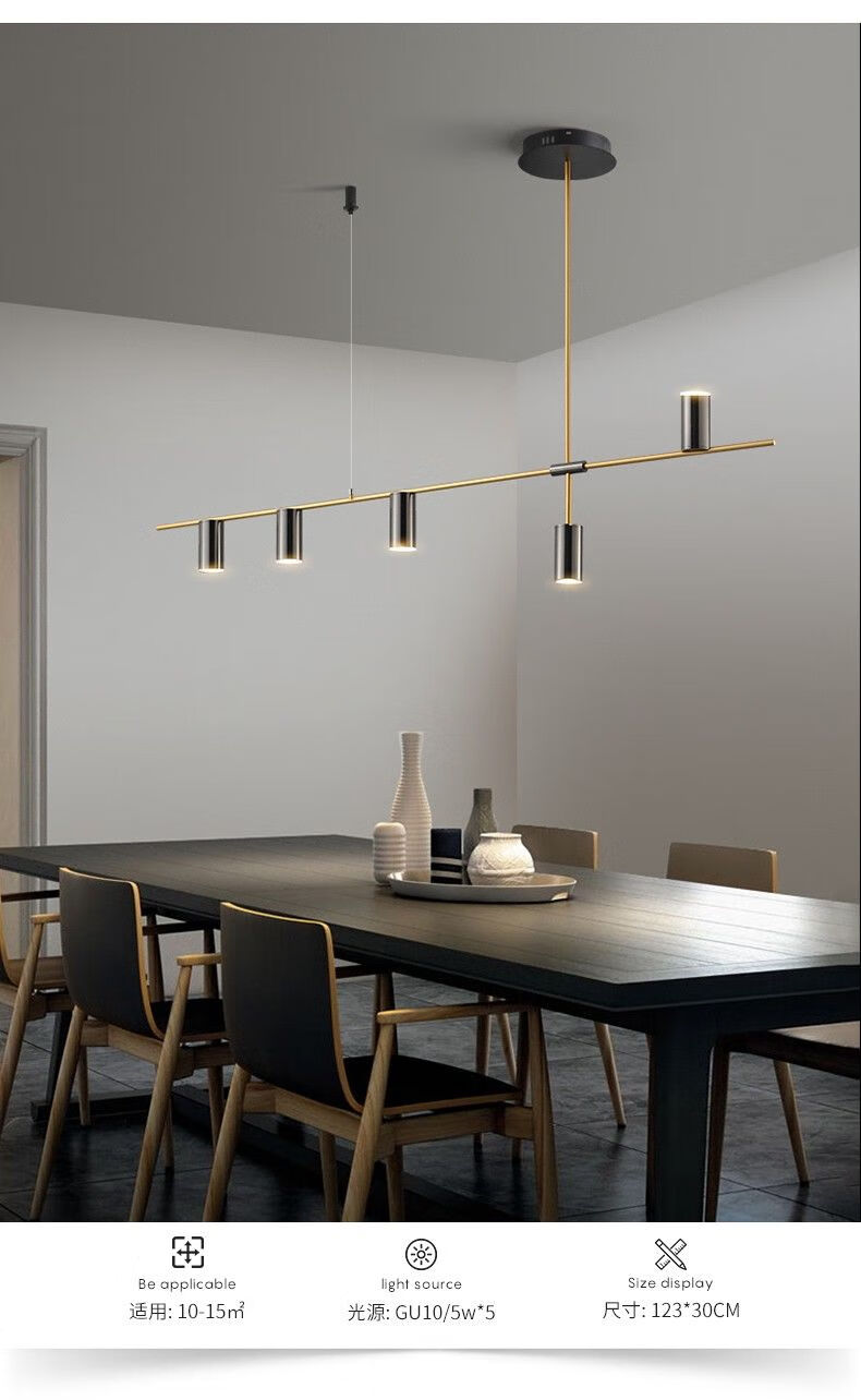 穆朵穆森极简餐厅吊灯现代简约创意三头北欧灯具轻奢客厅灯长条餐桌吧