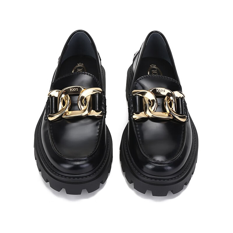 女鞋托德斯tods女士皮革链条装饰粗跟乐福鞋单鞋xxw08j0fg40shab999