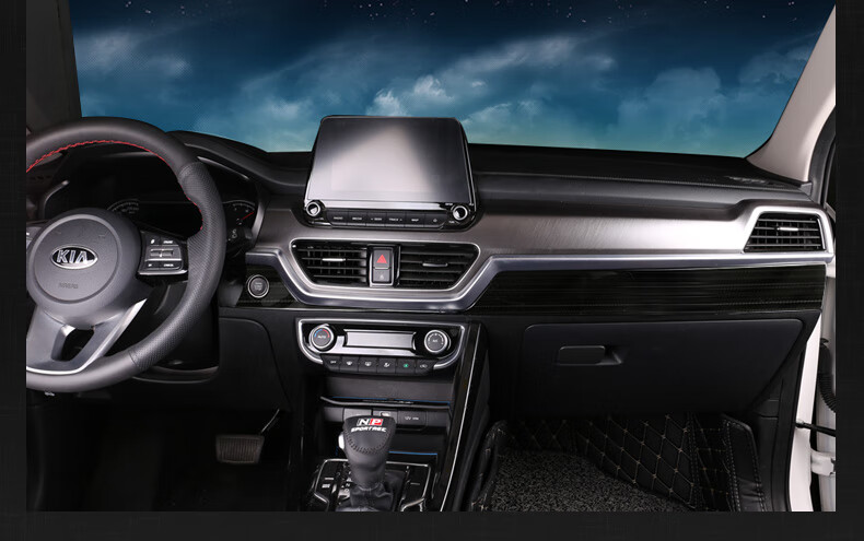 贴改装饰2019汽车用品配件中控18专用2018新智跑前面板饰条黑钛拉丝