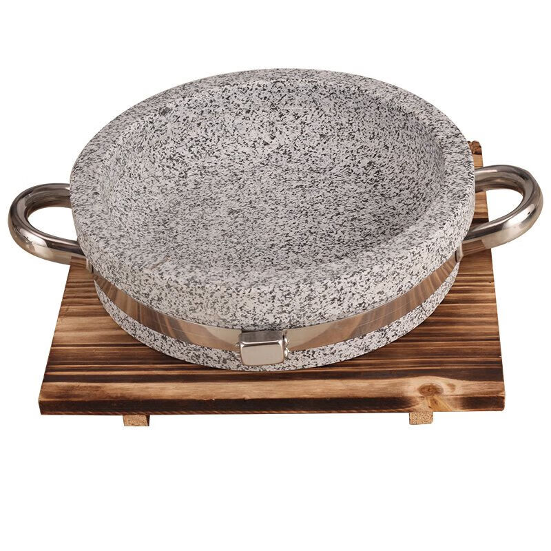 韩式石板烧原石烤盘烤肉盘烧烤盘天然裂加厚耐高温烤石盘烤肉板22浅烤