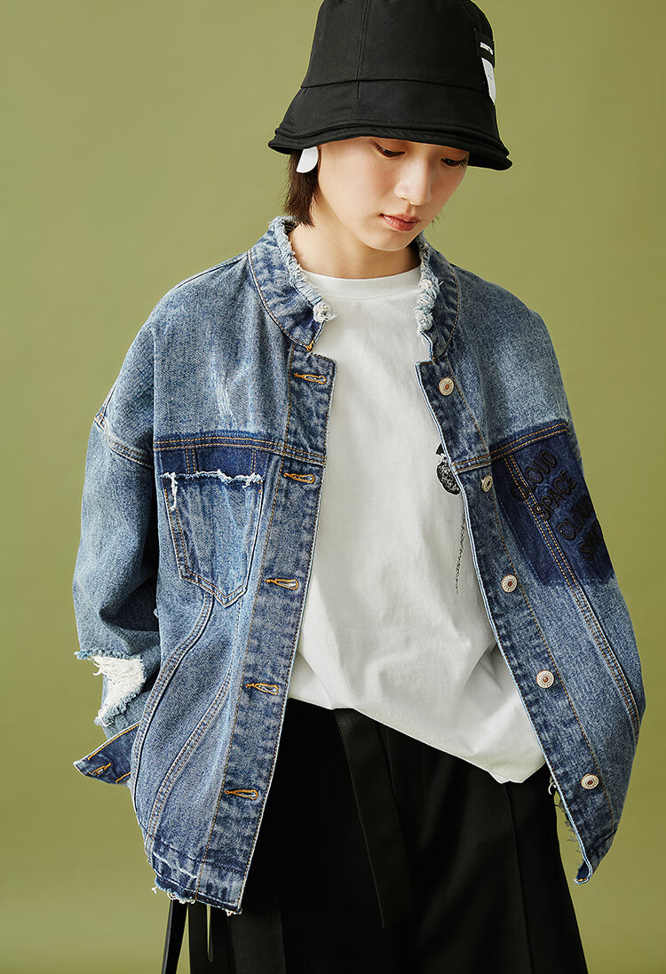 云上生活个性流行2021新款百搭牛仔外套女w6674牛仔蓝xl