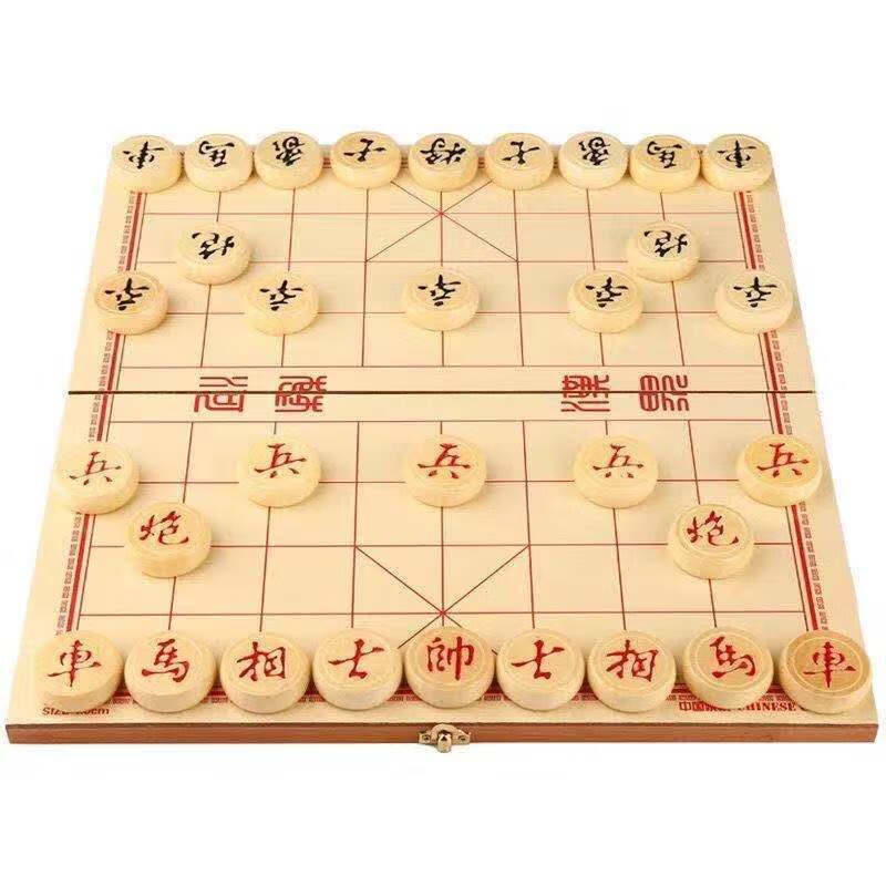 高品质中国象棋儿童木盒学生大号便携折叠成人木质相棋家用50号实木