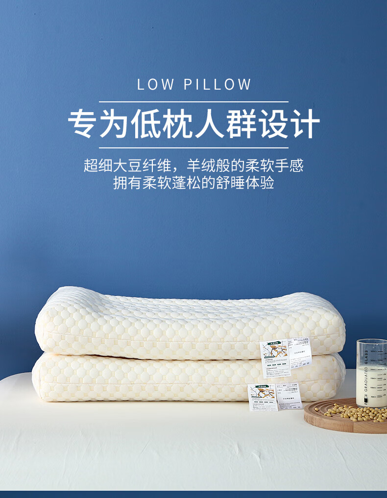 高中生学校宿舍用的枕头大豆纤维水立方枕芯一对装小孩单人宿舍颈椎枕
