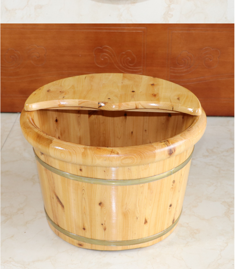 香柏木桶泡脚木盆洗脚桶加厚足浴桶家用养生木质足疗桶浴足桶26双耳