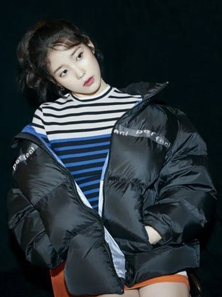 【jd优选】iu同款羽绒服李智恩2022冬季新款加厚女白鸭绒立领面包服