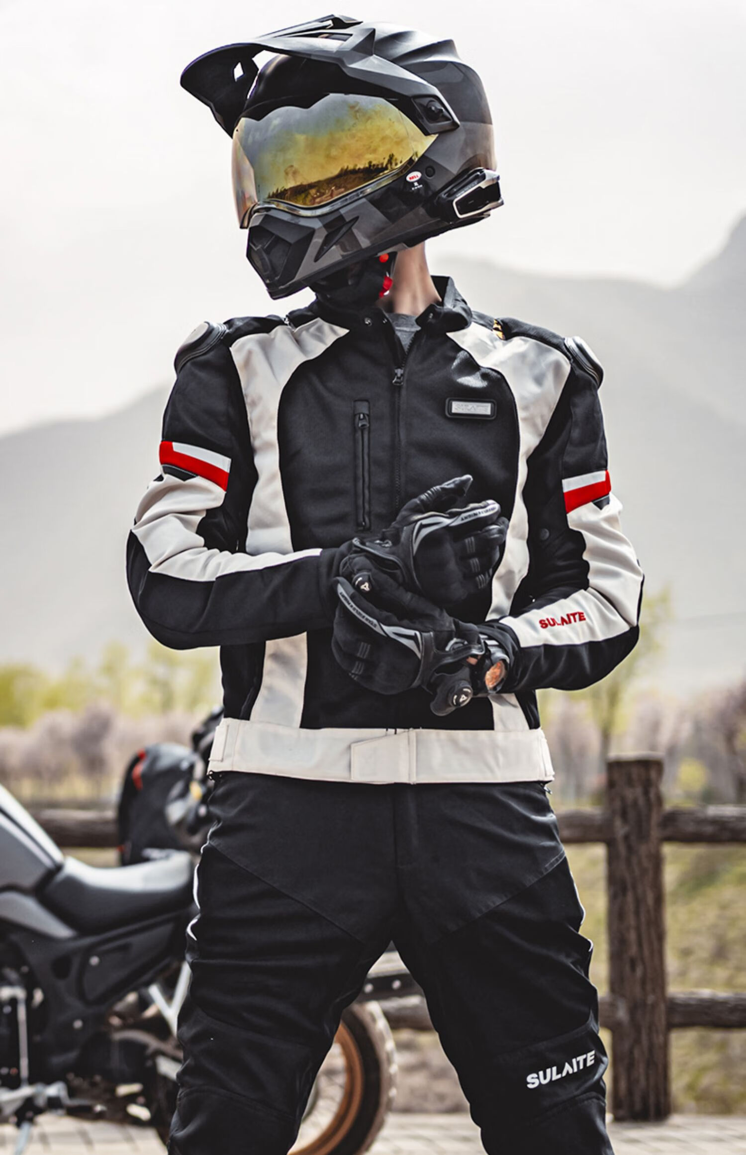 骑行服夏季男套装透气耐磨机车服摩托车防摔拉力服越野装备赛车服网眼