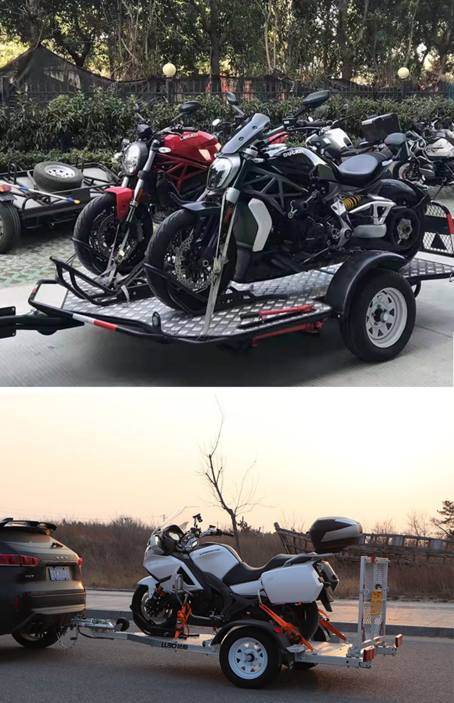 摩托车拖车重机车拖车牵引拖车挂车后挂式 越野 摩托车拖车架 双拖需