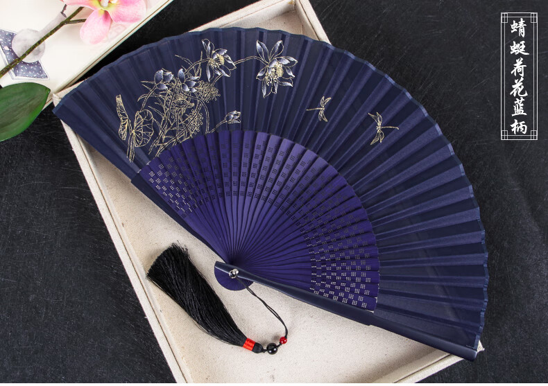 中国风扇子女款手工丝绸扇古风创意印花折扇复古舞蹈扇女扇清风雅竹a