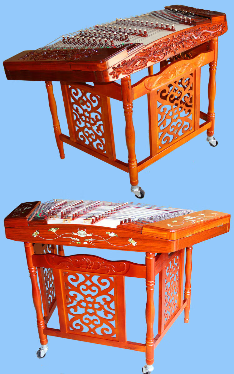 扬琴扬琴乐器考级演奏花梨贝雕草花扬琴贝雕扬琴扬琴 鸡翅木贝雕扬琴