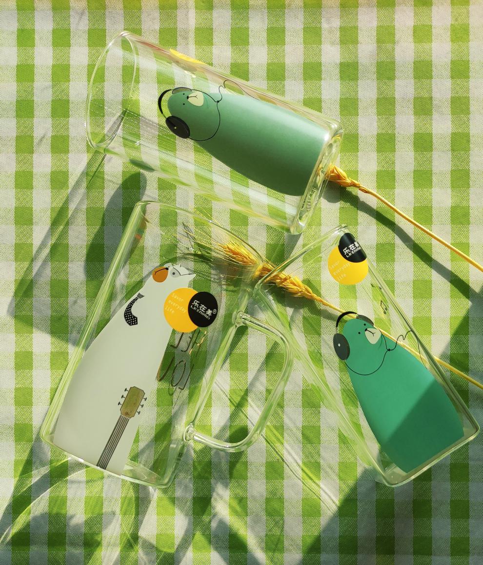 乐在美玻璃杯乐在美耐热玻璃杯网红ins风办公室客厅家用轻奢高硼硅