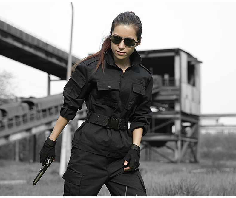 2021年春夏秋黑色作训服套装保安制服特种耐磨战术作战训练服工作服女
