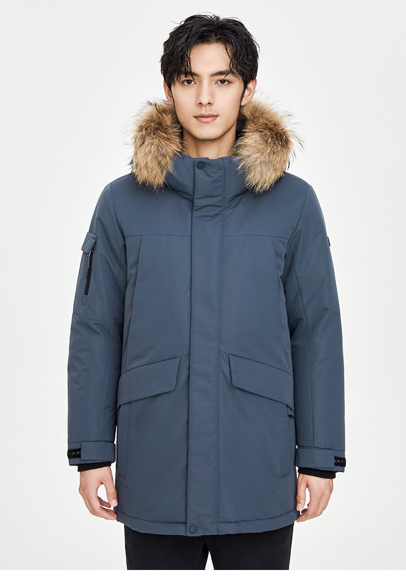 可隆kolon户外羽绒服男子冬季加厚保暖鹅绒服防风防泼水中长款连帽