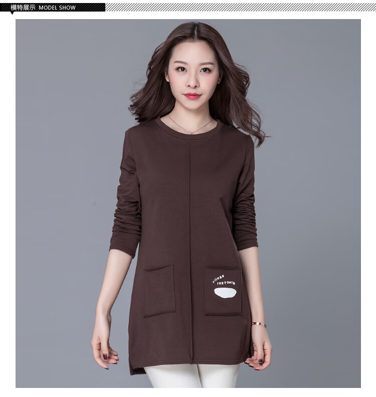 纯棉长衫长装中长款女衫土t恤丅中年妈妈秋衣上衣服宽松大款打底 黑色