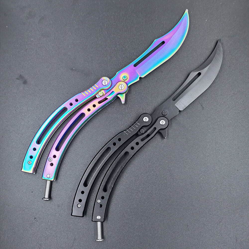 tyui推荐蝴蝶甩手刀不手csgo学生帅气未练习折叠高颜值银色无孔赠小