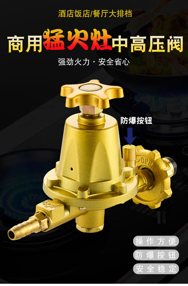 商用防爆液化气中压阀煤气罐高压阀猛火灶调压器减压阀门可调节双嘴