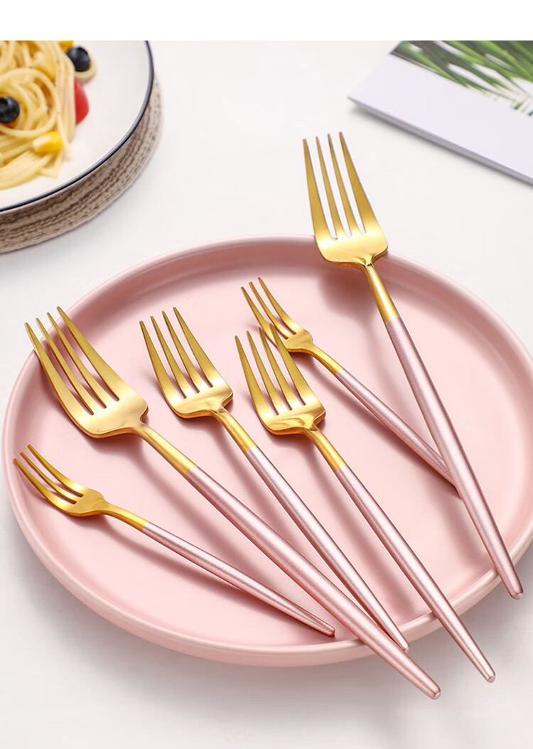 闪闪优品 餐叉子 创意304不锈钢欧式沙拉叉意面餐具饭叉牛排叉子牛排