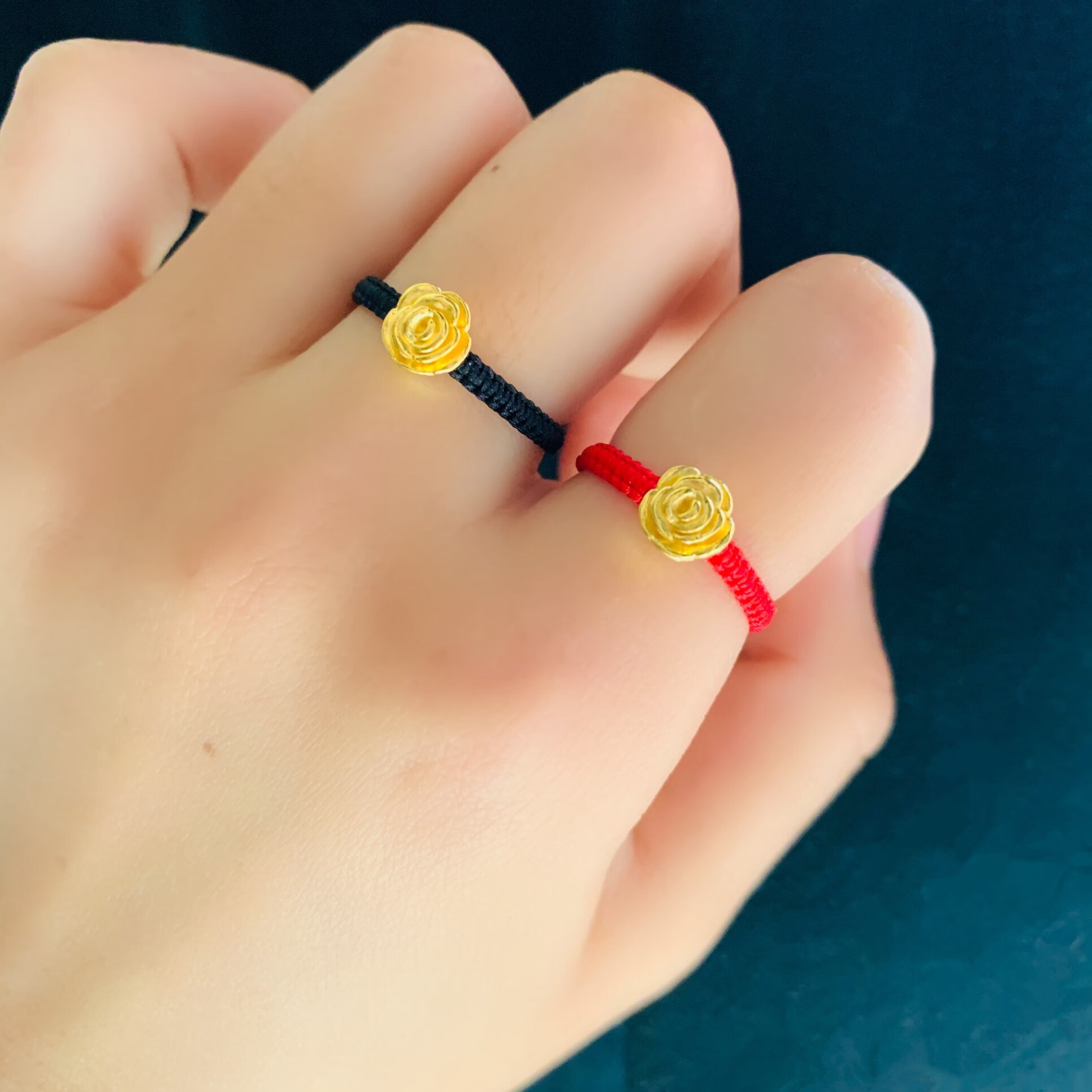 520礼物同款黄金玫瑰花抖音同款转运珠戒指女编绳手链硬999金本命年