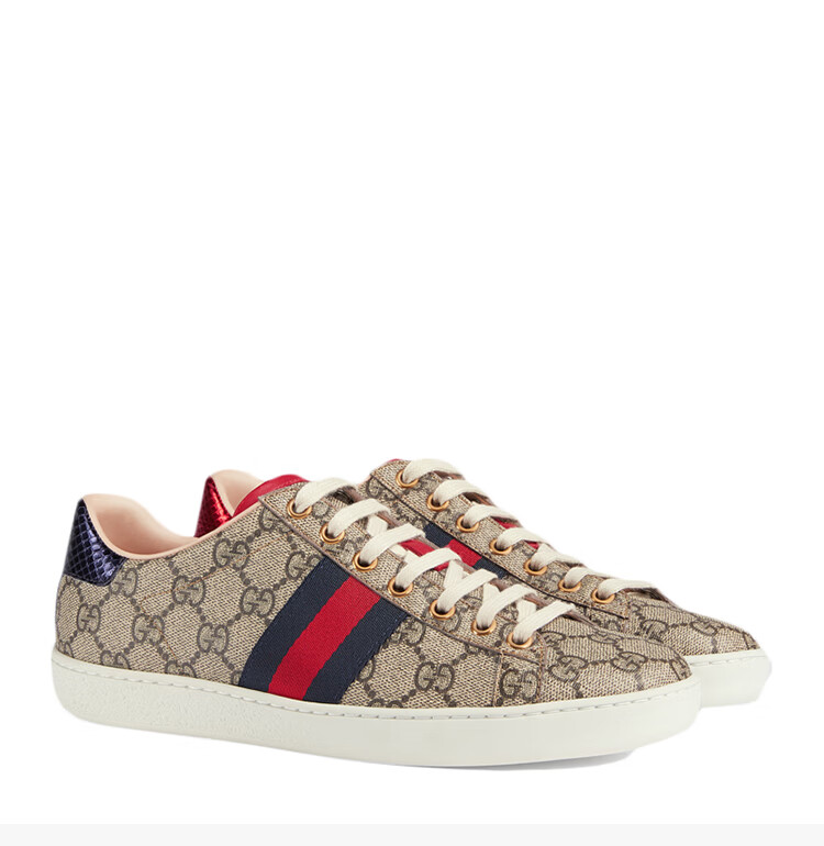 gucci 古驰 女士经典卡其色帆布休闲鞋运动鞋板鞋平底鞋女鞋 499410