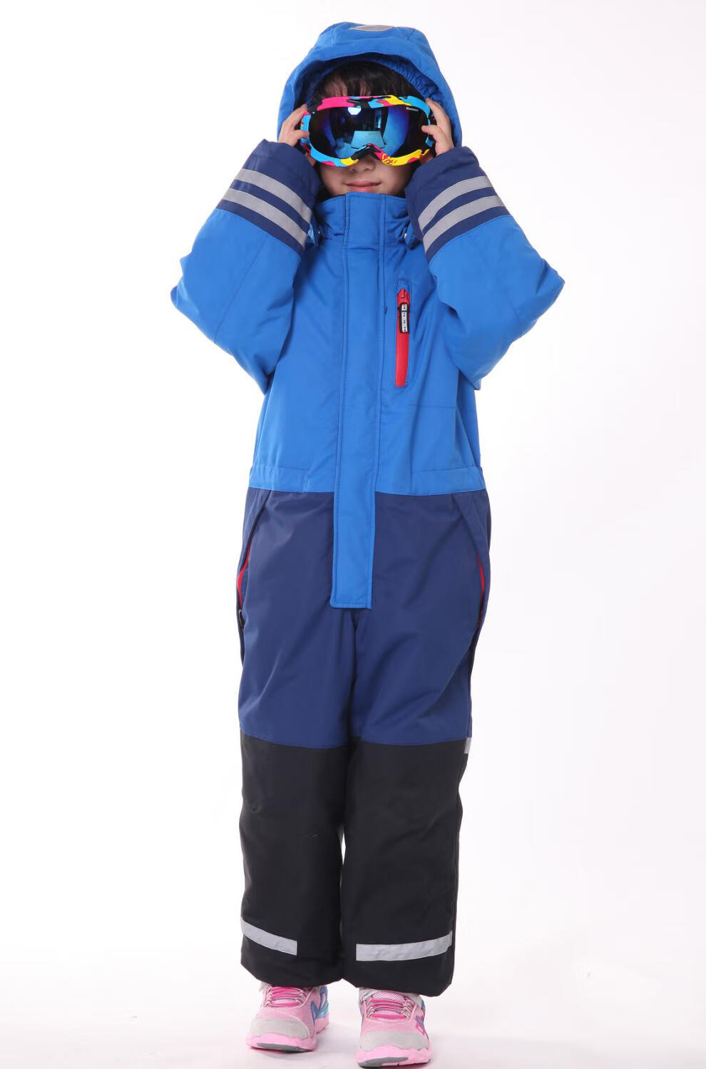 儿童连体滑雪服 北欧儿童男童女童单板双板连体滑雪服登山服防风防雨