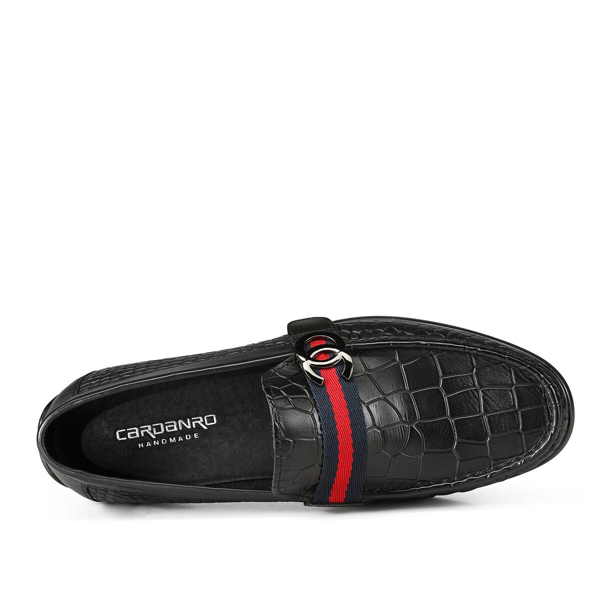 卡丹路(cardanro)豆豆鞋潮流休闲皮鞋男中年鳄鱼纹透气百搭韩版潮鞋