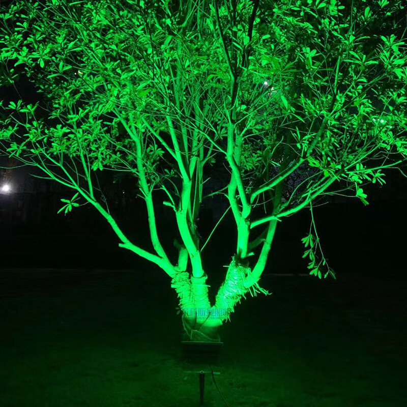 led彩色照树投光灯户外防水七彩rgb遥控变色射灯射树灯绿色景观灯 10w