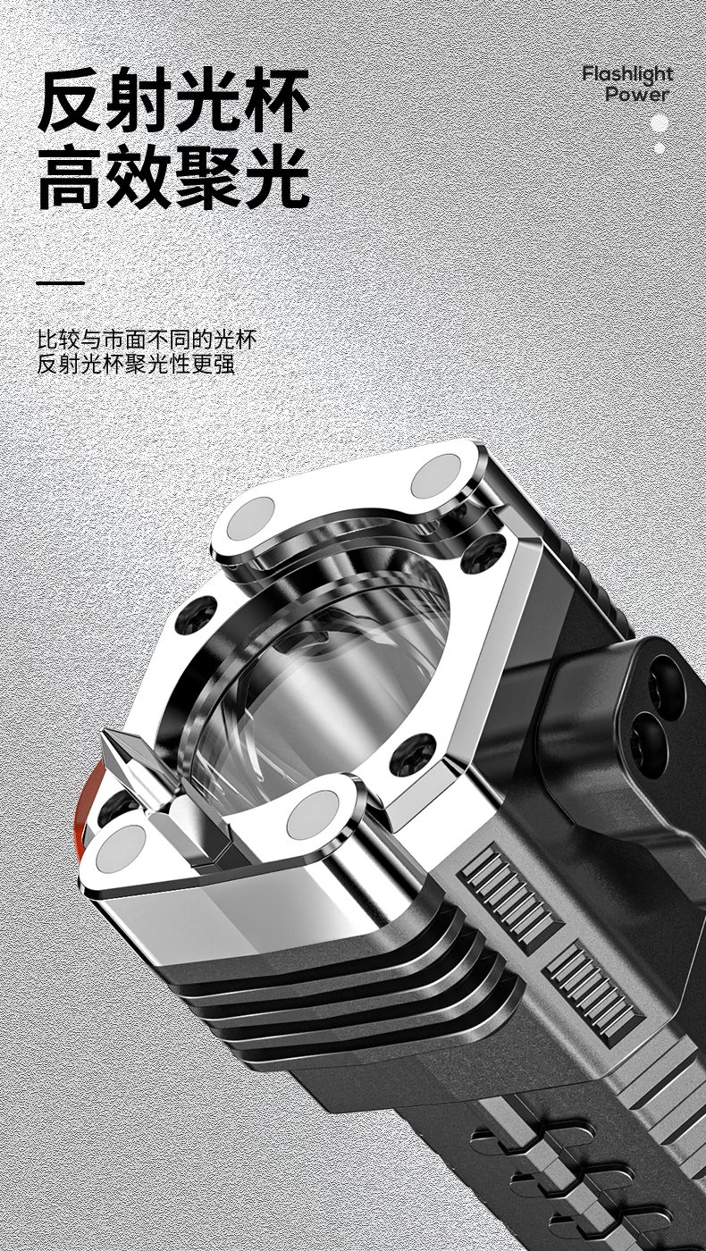 车用安全锤破窗四合一多功能手电筒强光超亮远射车载应急灯可充电