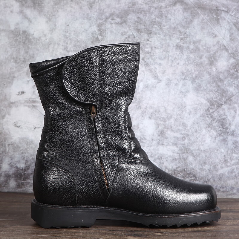 3516厂02式冬季飞行靴皮高筒羊毛机车靴保暖骑士靴棉皮靴马丁靴品质